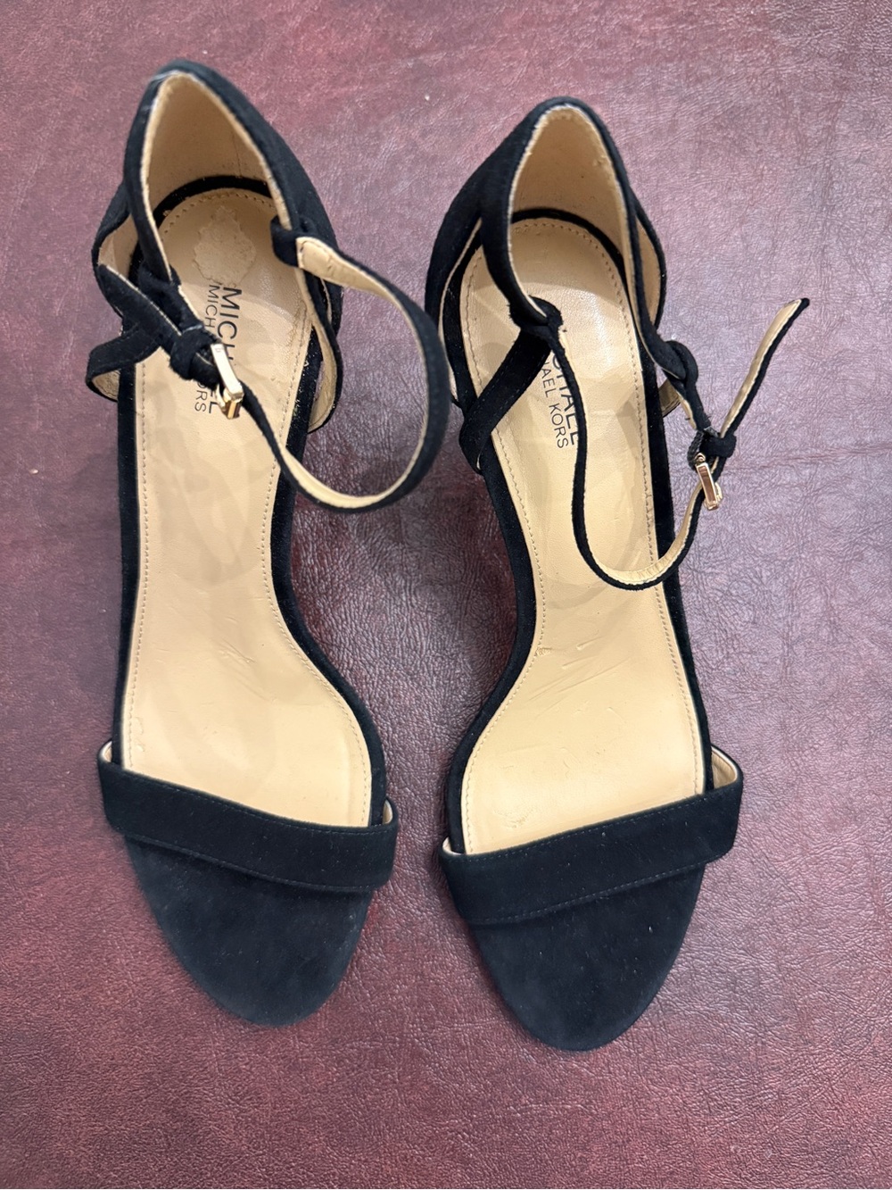 Michael Kors Black Suede Ankle-Strap Heels